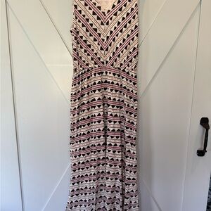 Lucky Brand White and Red Sleeveless V-Neck Sundress